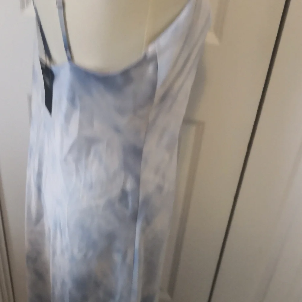 Elegant Blue Tie-Dye Slip Dress